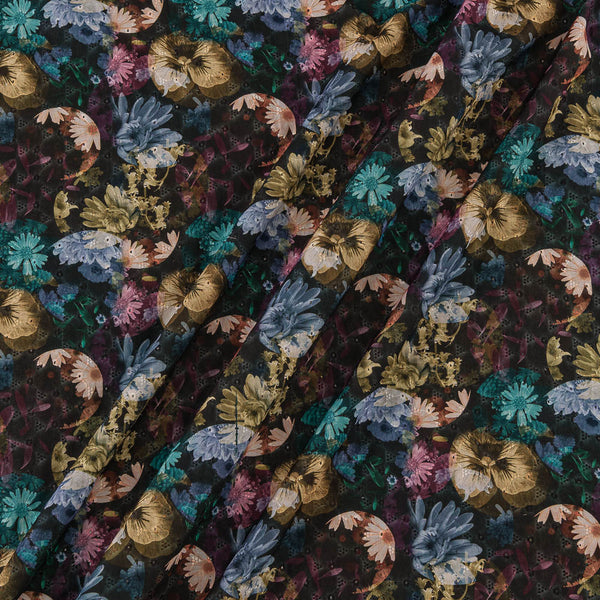 All Over Schiffli Cut Work Shadow Grey Colour Floral Print Fany Cotton Fabric Online R2241CM
