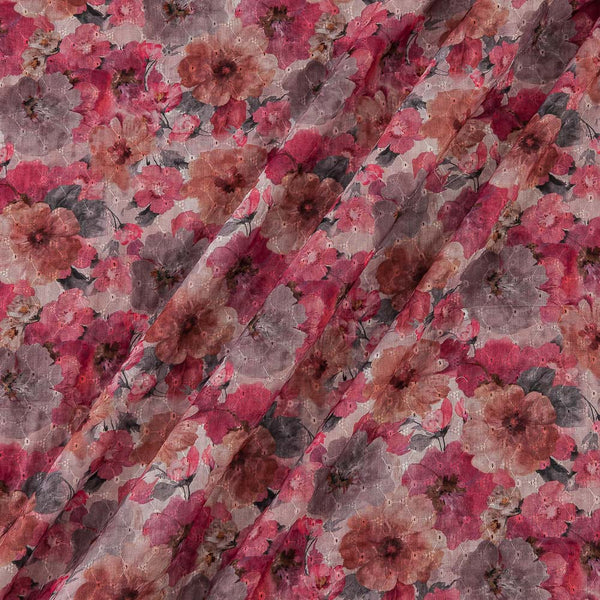 All Over Schiffli Cut Work Off White Colour Floral Print Fany Cotton Fabric Online R2241CS