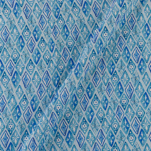 Cotton Linen Feel Aqua Colour Geometric Print Fancy Fabric Online R9748DF