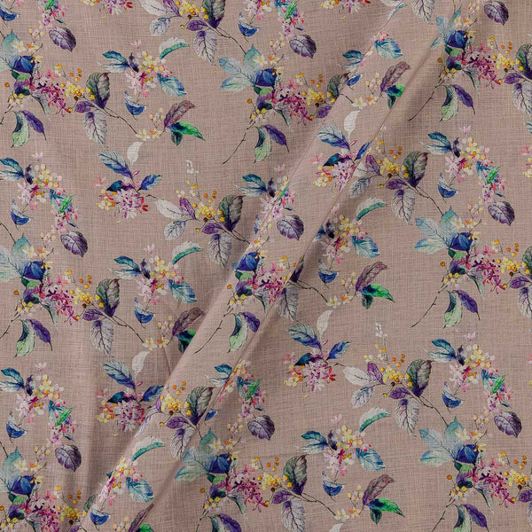 Cotton Linen Feel Beige Colour Floral Print Fancy Fabric Online R9748DI