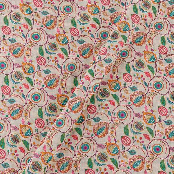 Cotton Linen Feel Off White Colour Jaal Print Fancy Fabric Online R9748EA
