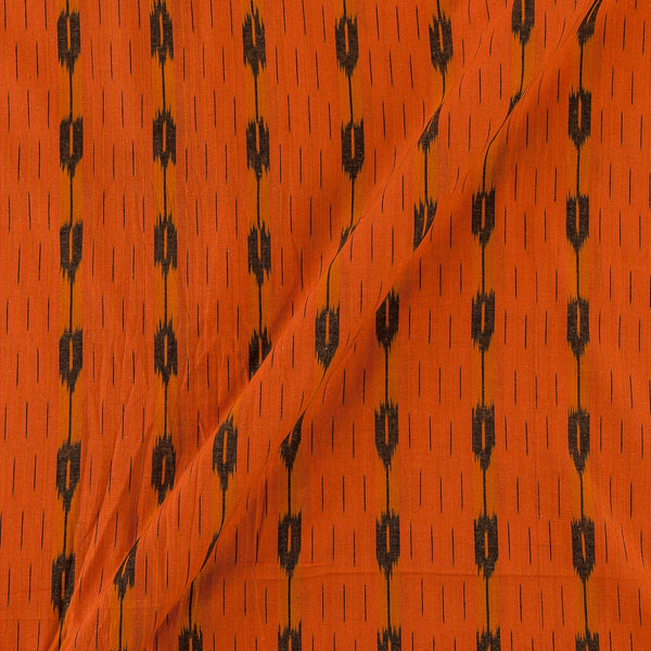 Cotton Ikat Saffron Orange Colour Washed Fabric Online S9150J4