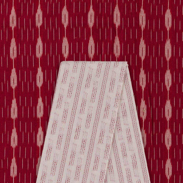 Two Pc Set Of Cotton Ikat Fabric & Cotton Kantha Jacquard Striped Fabric [2.50 Mtr Each]