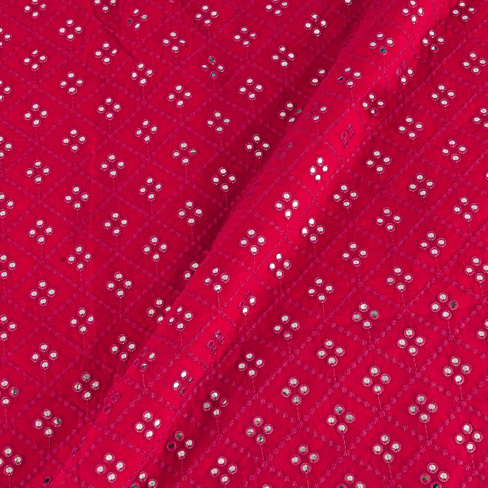 Buy Georgette Hot Pink Colour Artificial Mirror Embroidered Fabric Cut of  0.40 Meter Online 3042Ecph14 - SourceItRight