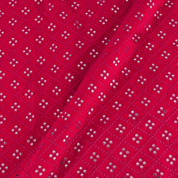 Buy Georgette Hot Pink Colour Artificial Mirror Embroidered Fabric 3042E Online