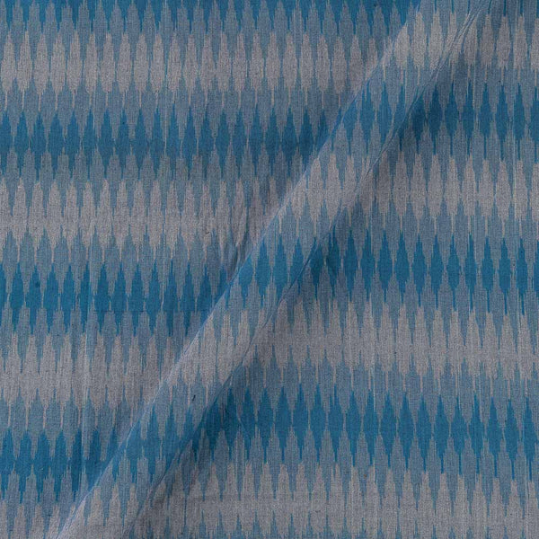 Cotton Ikat Off White and Aqua Colour Washed Fabric Online T9150Y5