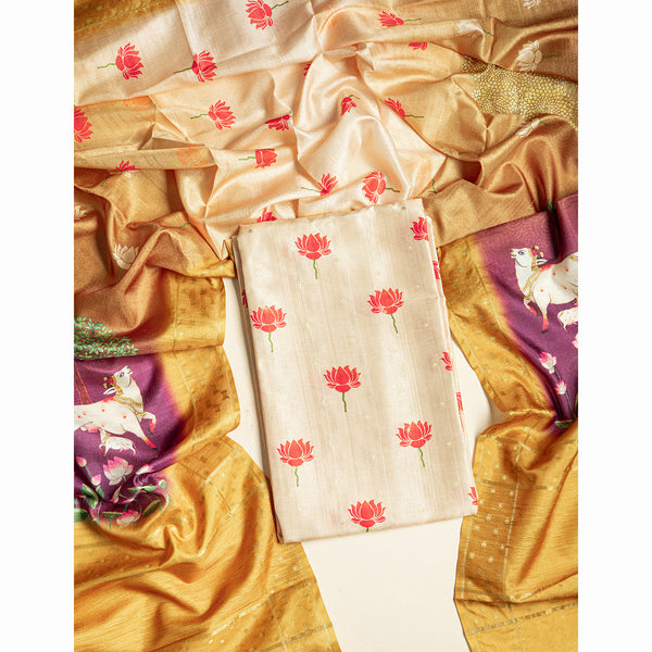 SEMI TUSSAR PICHWAI 2 PIECE SET
