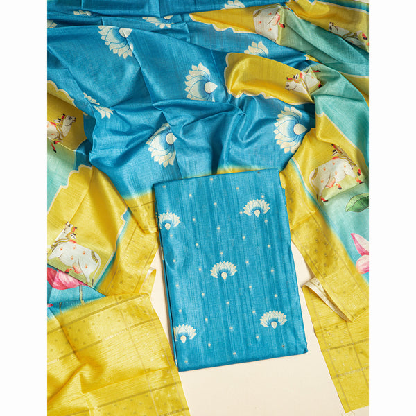 SEMI TUSSAR PICHWAI 2 PIECE SET
