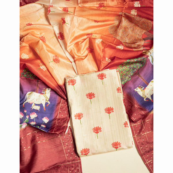 SEMI TUSSAR PICHWAI 2 PIECE SET