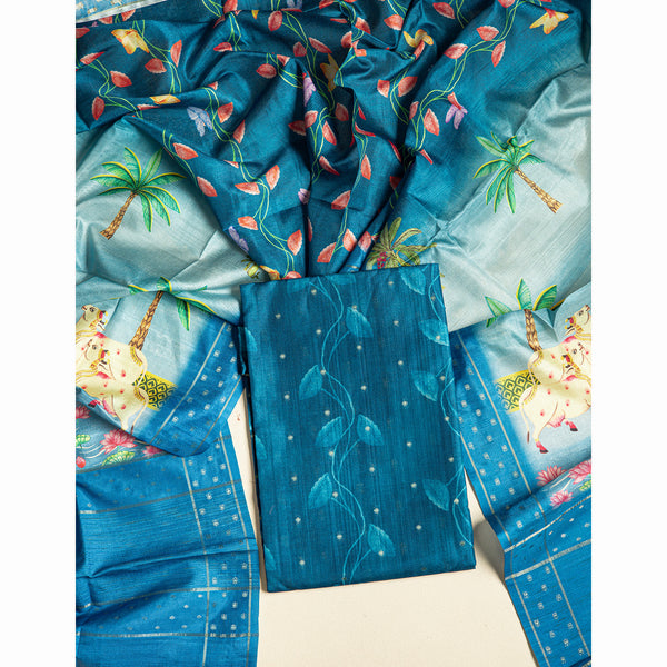 SEMI TUSSAR PICHWAI 2 PIECE SET