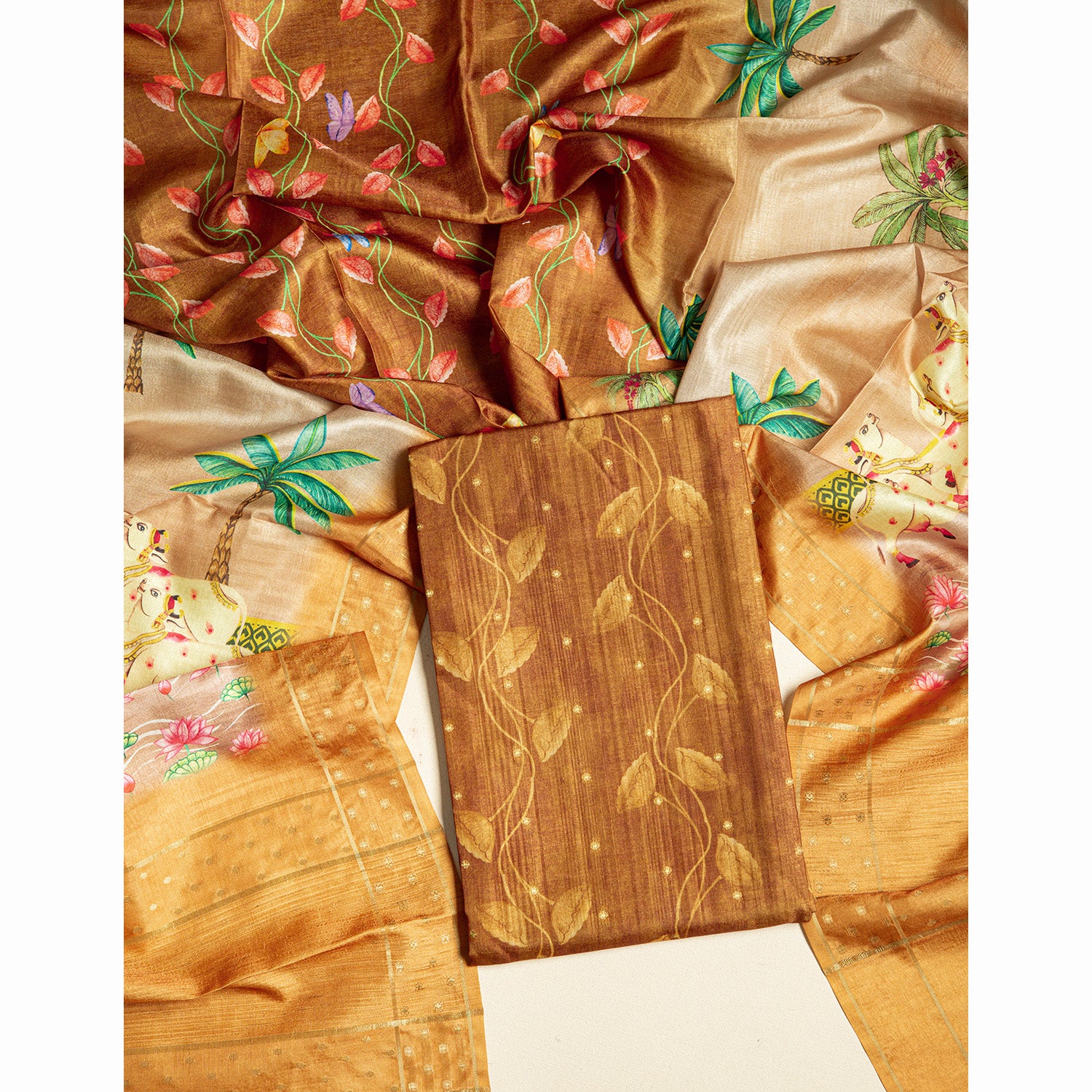 SEMI TUSSAR PICHWAI 2 PIECE SET