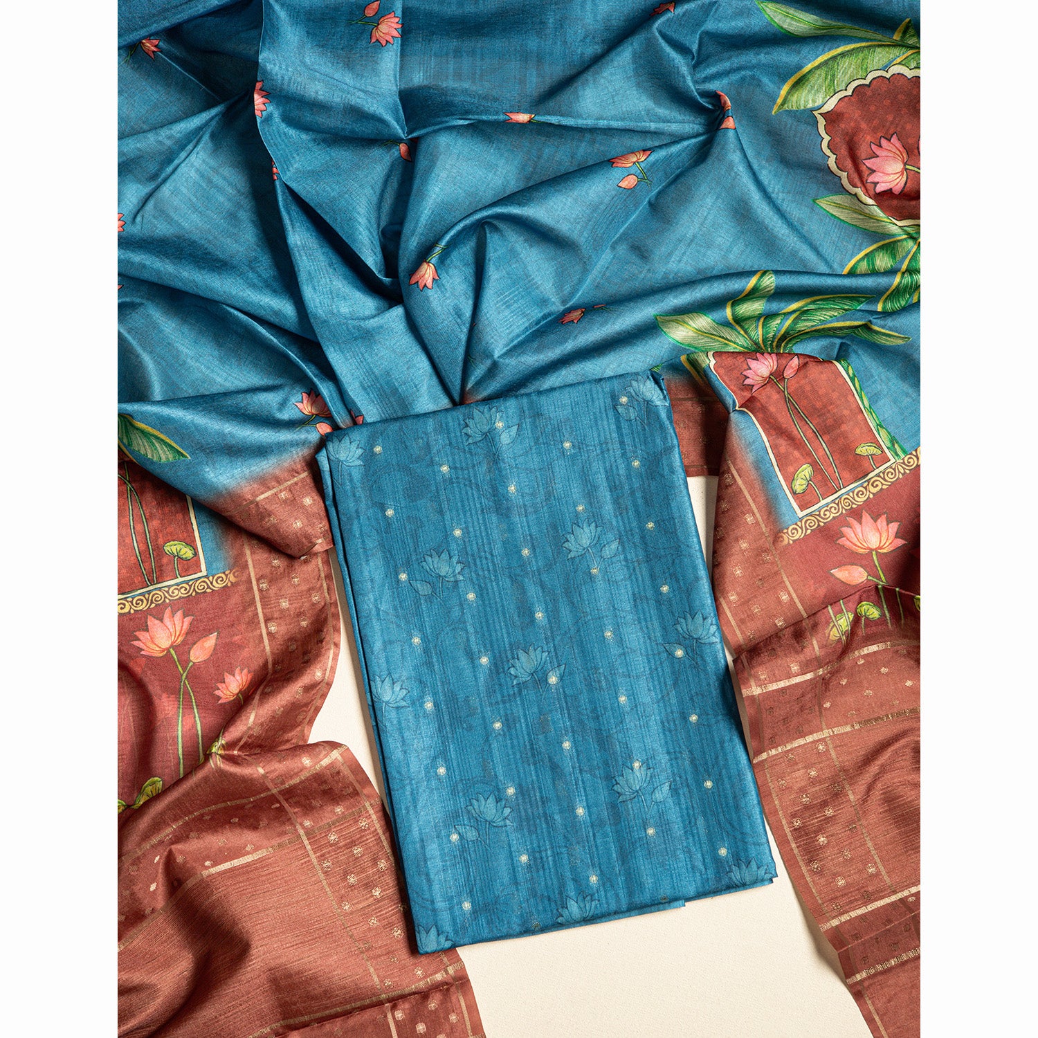 SEMI TUSSAR PICHWAI 2 PIECE SET