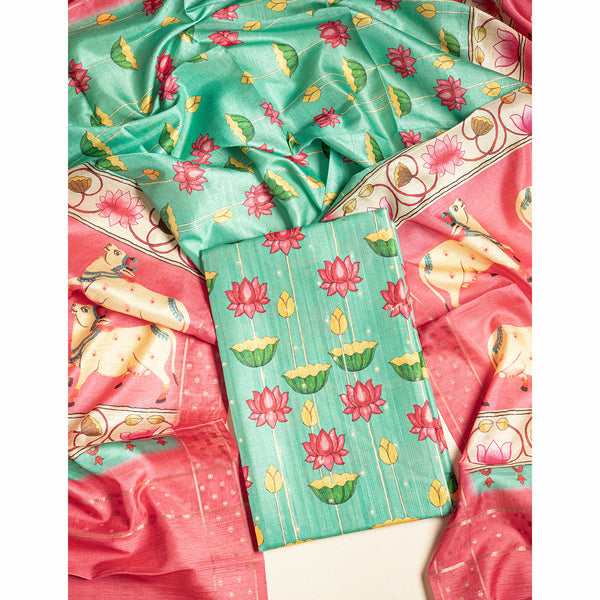 SEMI TUSSAR PICHWAI 2 PIECE SET