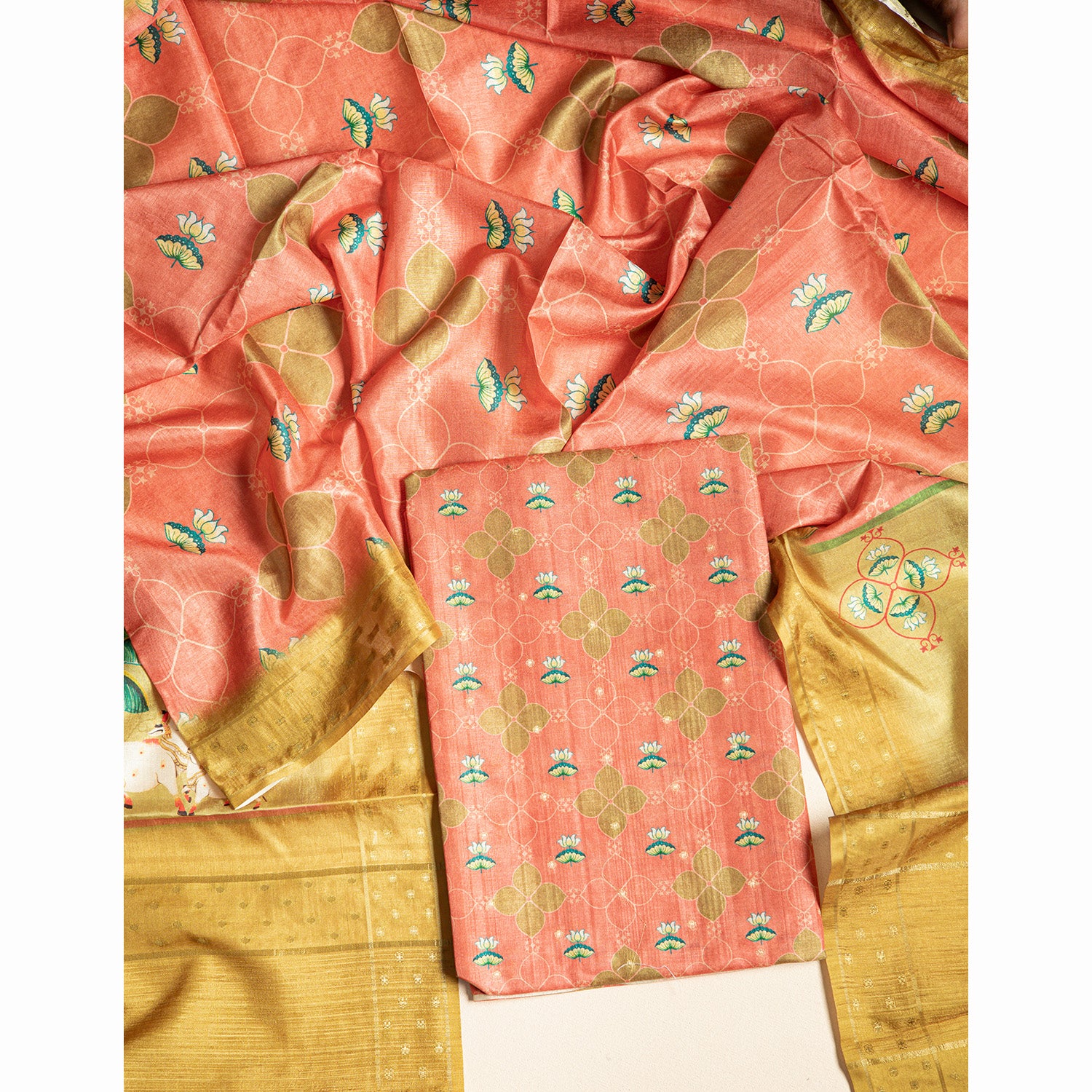 SEMI TUSSAR PICHWAI 2 PIECE SET