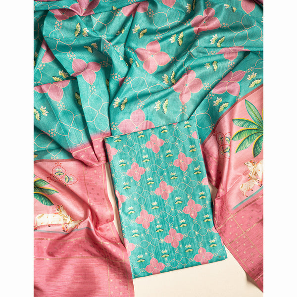 SEMI TUSSAR PICHWAI 2 PIECE SET