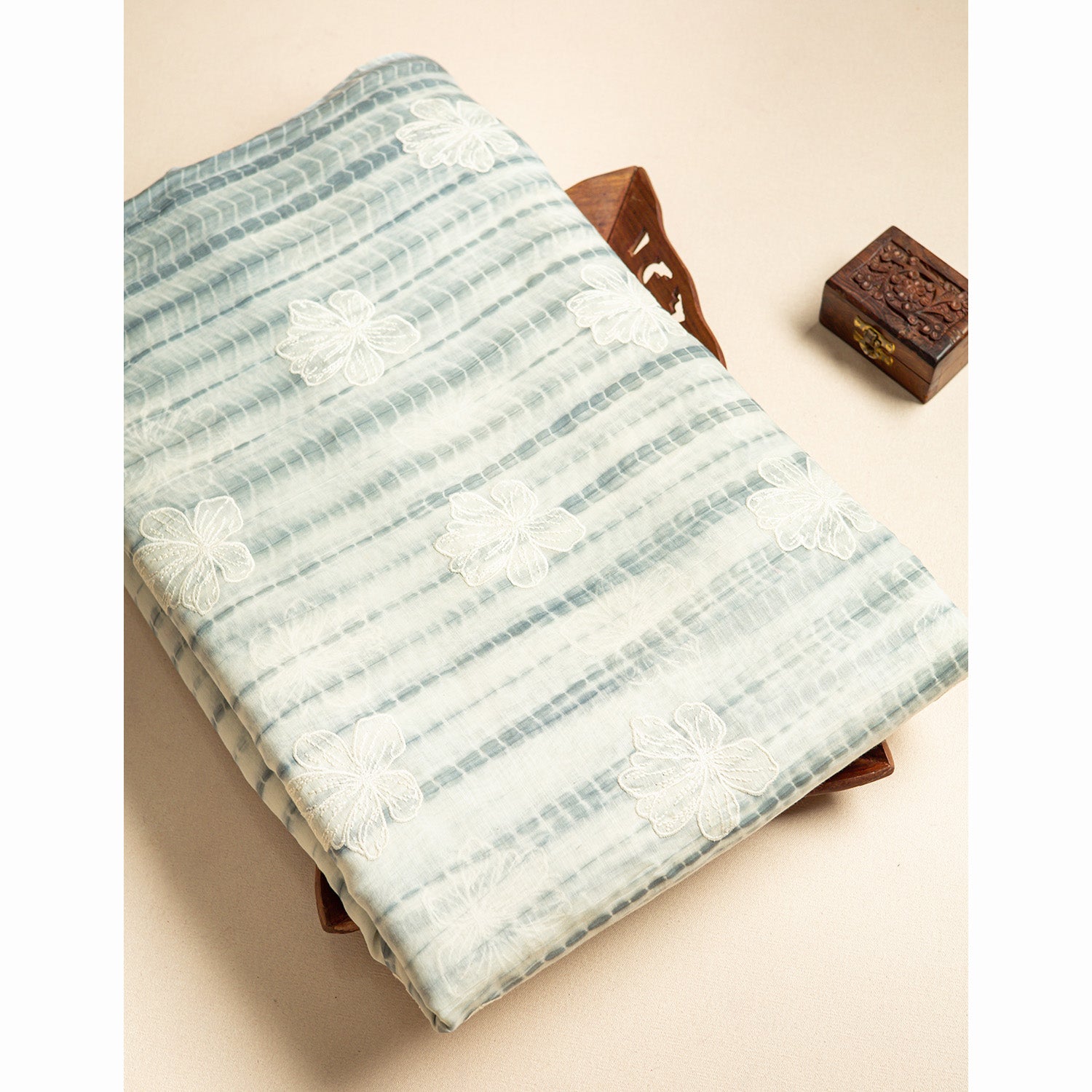 PURE  LINEN SIBORI EMBROIDERED FABRIC