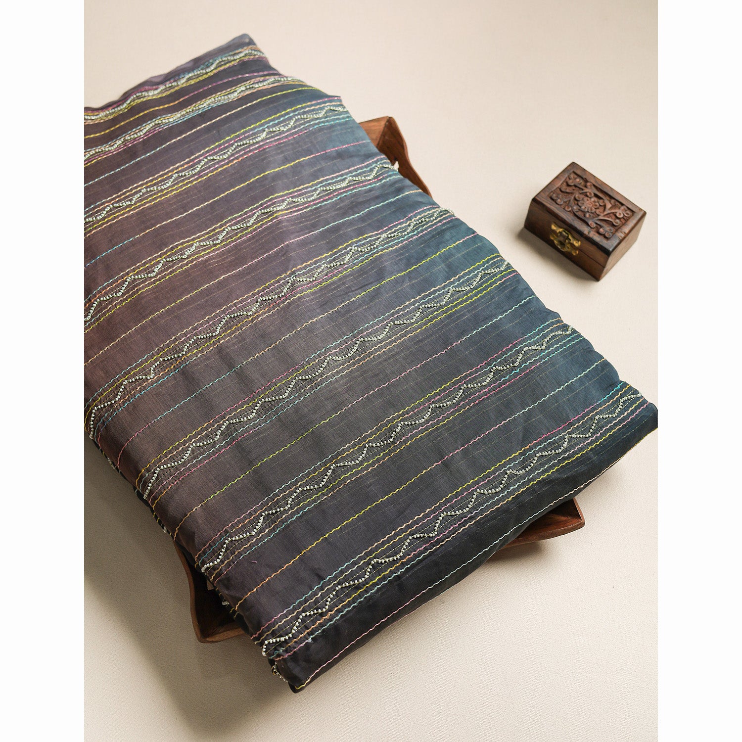 PURE MALAI CHANDERI EMBROIDERED FABRIC