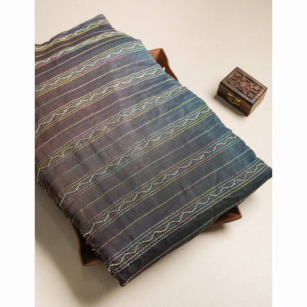 PURE MALAI CHANDERI EMBROIDERED FABRIC