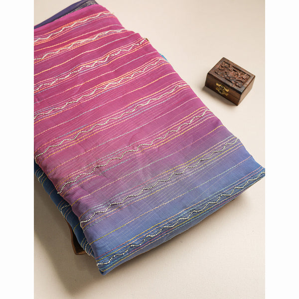 PURE MALAI CHANDERI EMBROIDERED FABRIC