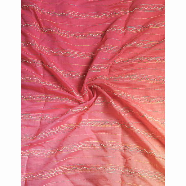 PURE MALAI CHANDERI EMBROIDERED FABRIC