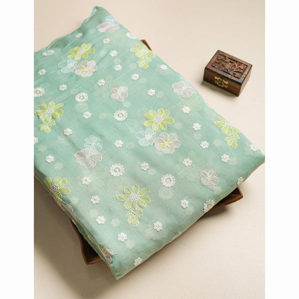 MALAI CHANDERI EMBROIDERED FABRIC