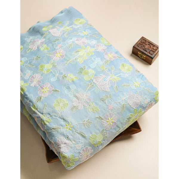 MALAI CHANDERI EMBROIDERED FABRIC