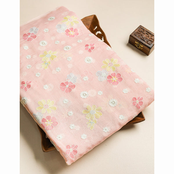 MALAI CHANDERI EMBROIDERED FABRIC