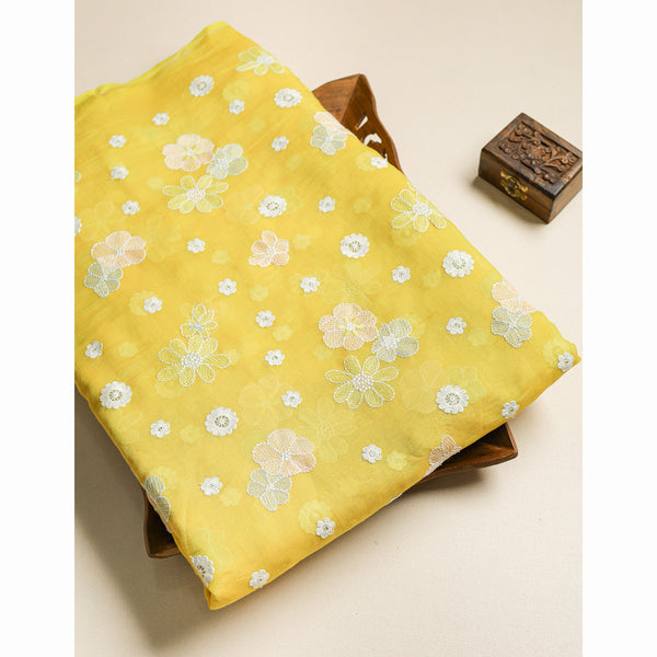 MALAI CHANDERI EMBROIDERED FABRIC