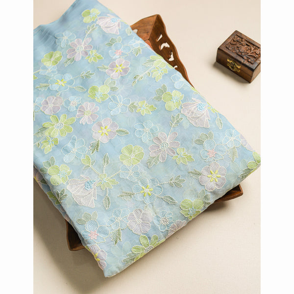 MALAI CHANDERI EMBROIDERED FABRIC