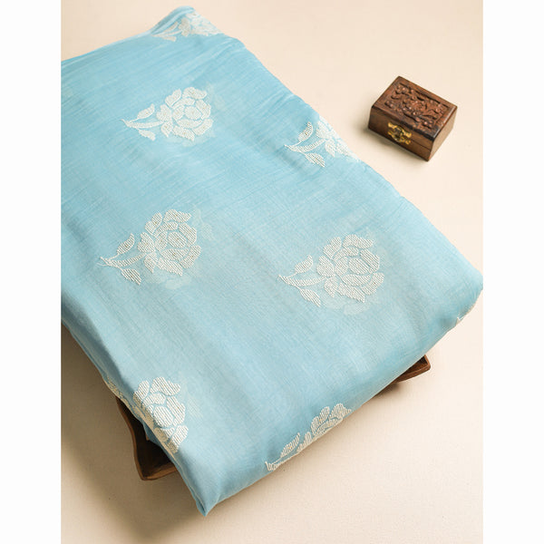 MALAI CHANDERI EMBROIDERED FABRIC