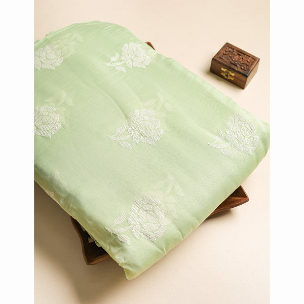 MALAI CHANDERI EMBROIDERED FABRIC