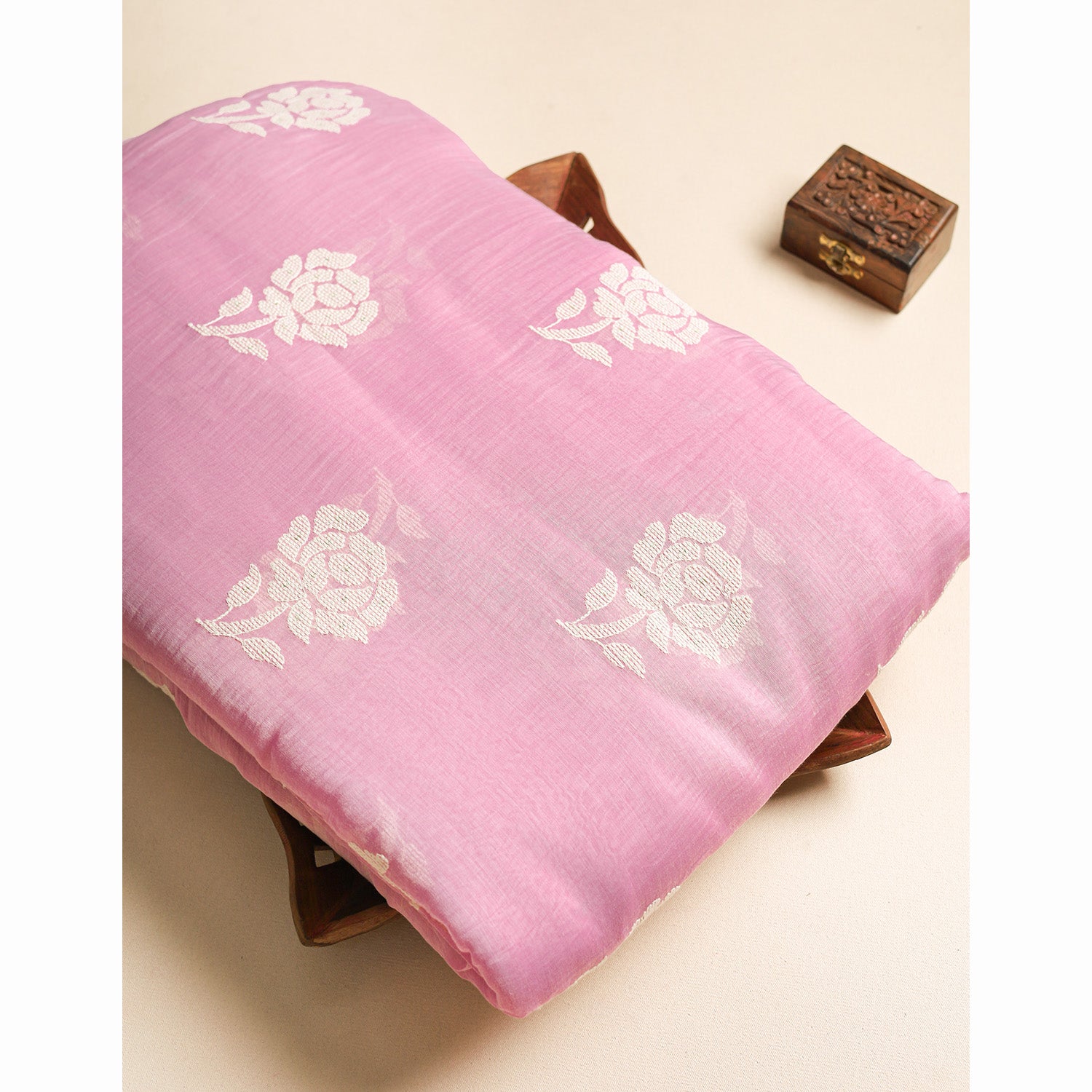 MALAI CHANDERI EMBROIDERED FABRIC