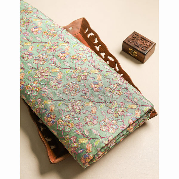 EMBROIDERED SILK FABRIC