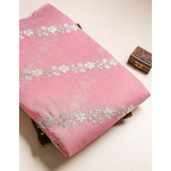 MALAI CHANDERI EMBROIDERED FABRIC
