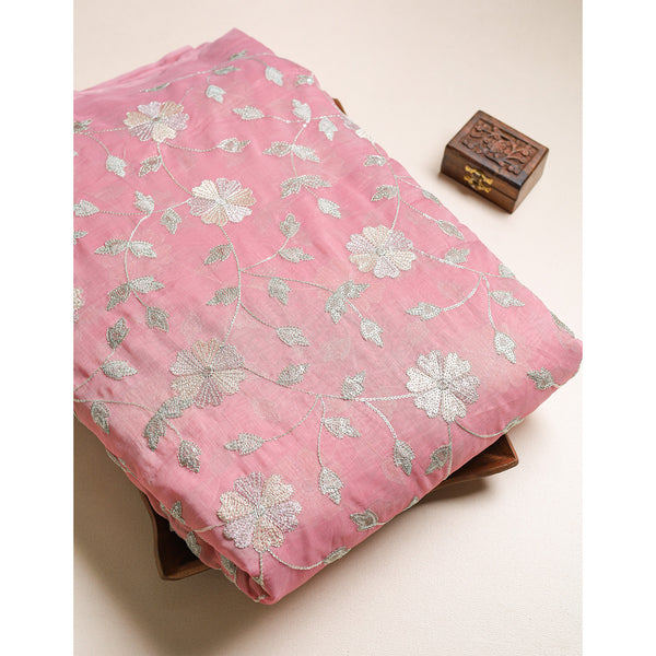 MALAI CHANDERI EMBROIDERED FABRIC