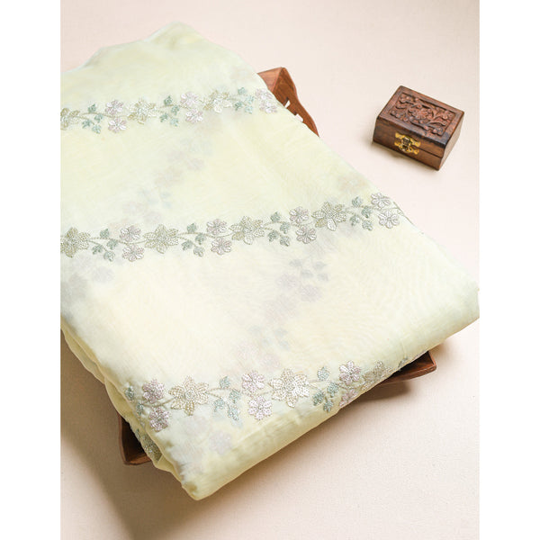 MALAI CHANDERI EMBROIDERED FABRIC