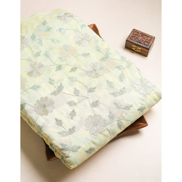 MALAI CHANDERI EMBROIDERED FABRIC