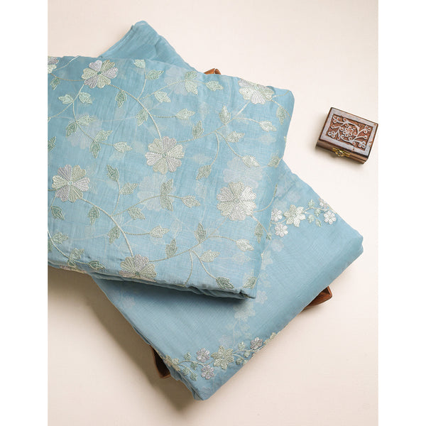 MALAI CHANDERI EMBROIDERED SET