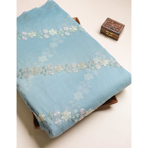 MALAI CHANDERI EMBROIDERED FABRIC