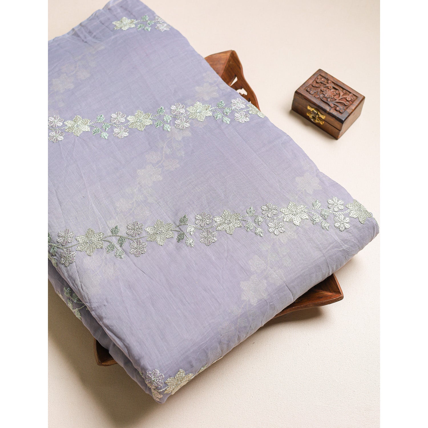 MALAI CHANDERI EMBROIDERED FABRIC