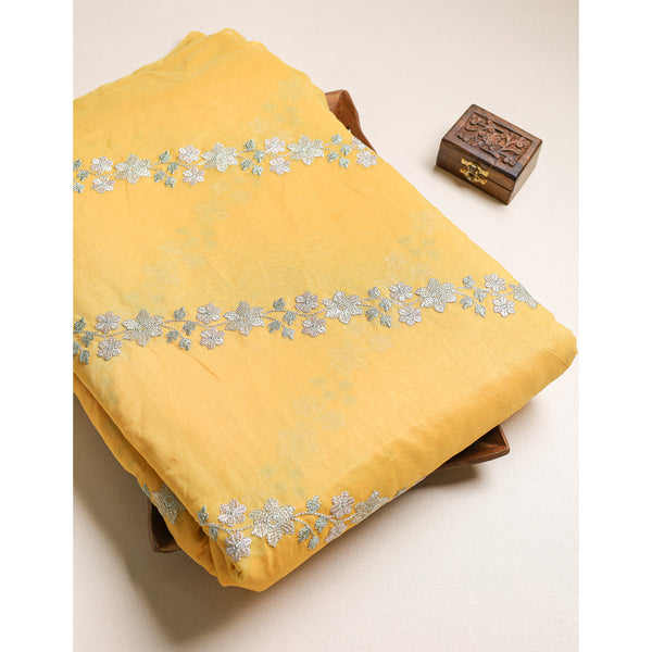 MALAI CHANDERI EMBROIDERED FABRIC