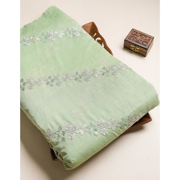 MALAI CHANDERI EMBROIDERED FABRIC