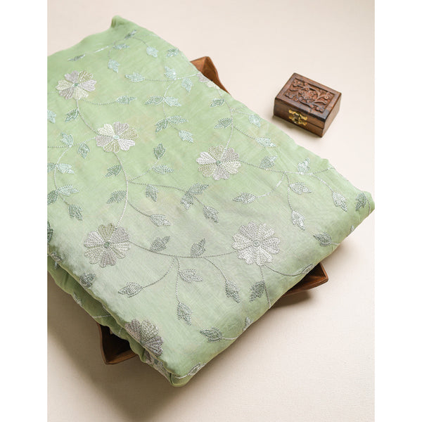 MALAI CHANDERI EMBROIDERED FABRIC