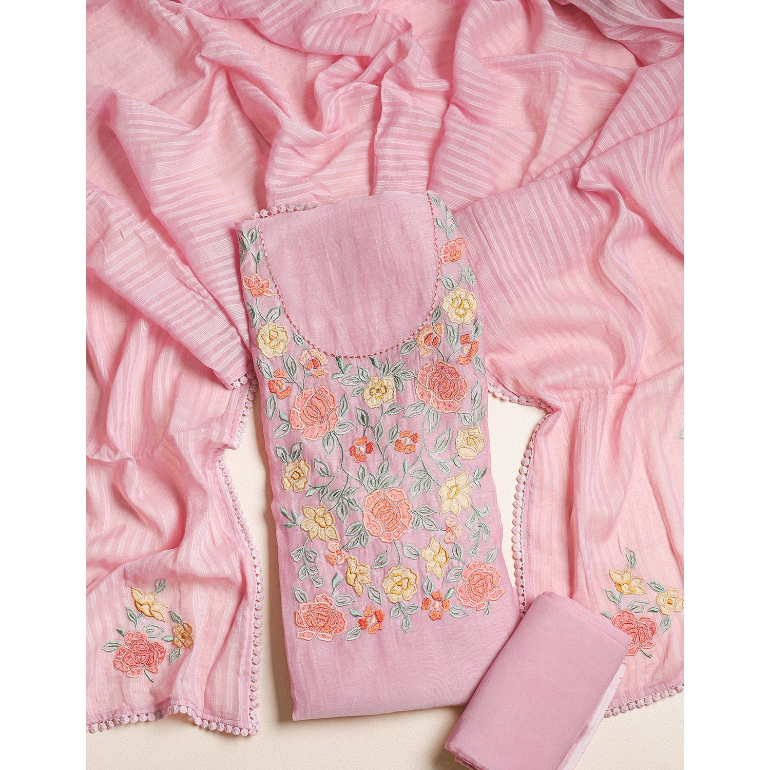 MALAI CHANDERI SUIT SET