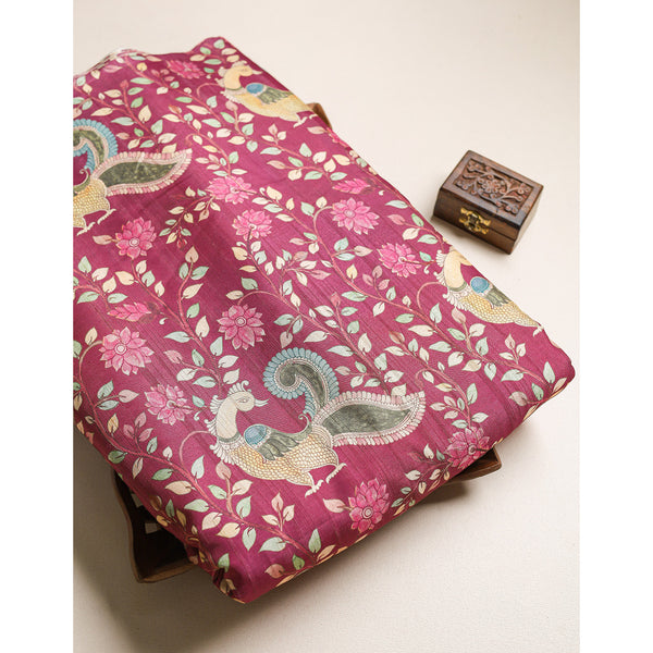 SEMI TUSSAR PRINTED FABRIC