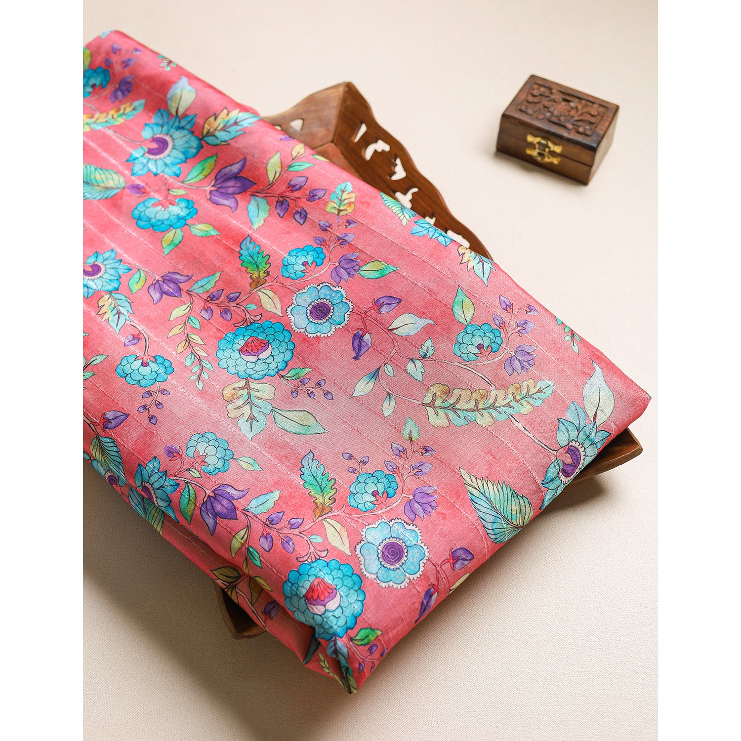 SEMI TUSSAR PRINTED FABRIC