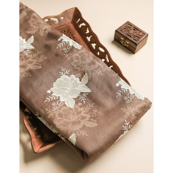 PURE ORGANZA APPLIQUE WORK FABRIC