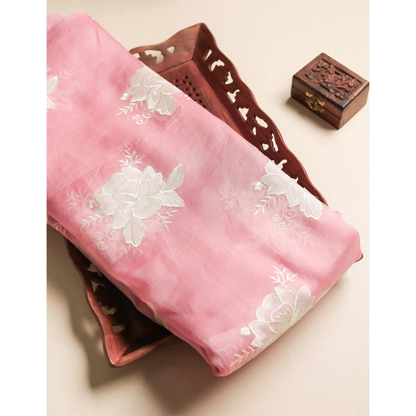 PURE ORGANZA APPLIQUE WORK FABRIC