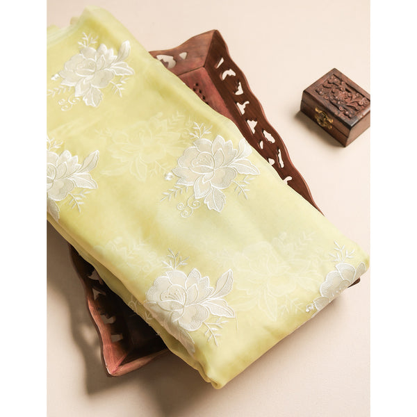 PURE ORGANZA APPLIQUE WORK FABRIC