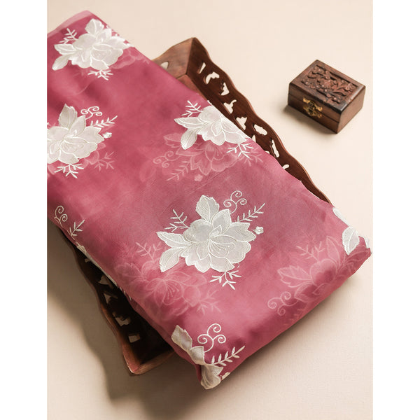 PURE ORGANZA APPLIQUE WORK FABRIC